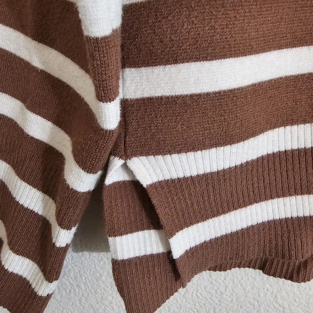 For The Republic Striped Brown and White Women's Sweater